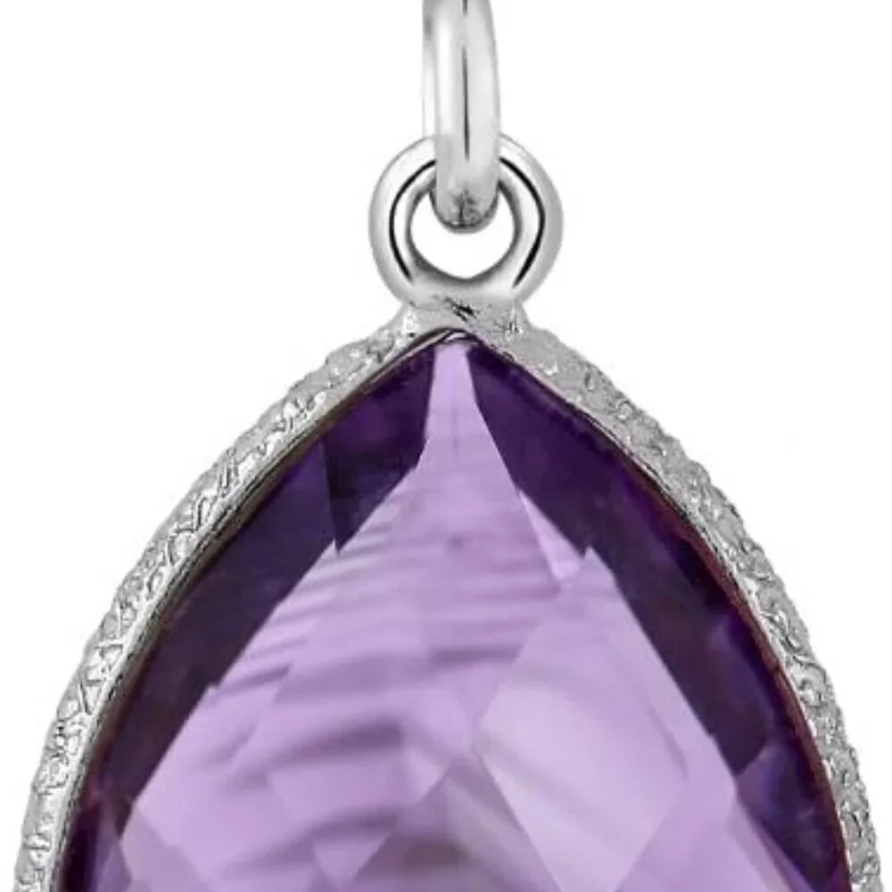 Amethyst Necklace Sterling Silver 16x12mm Birthstone Jewelry for Women